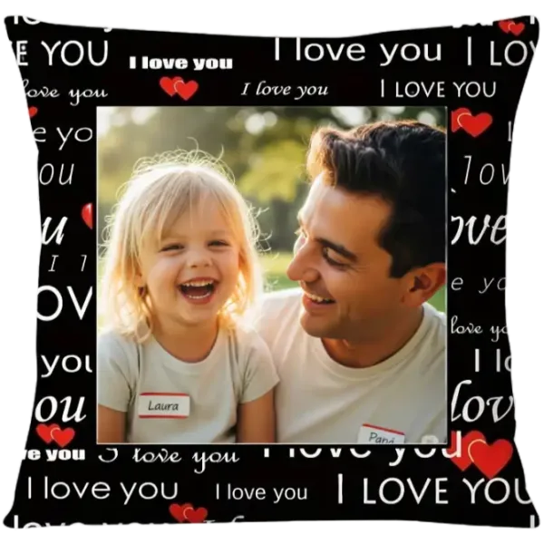 Precioso cojin con borde negro i love you